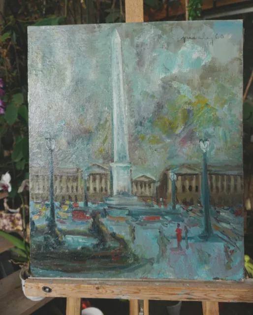 tableau huile/toile - Paris , La place de la Concorde - signée Pérales