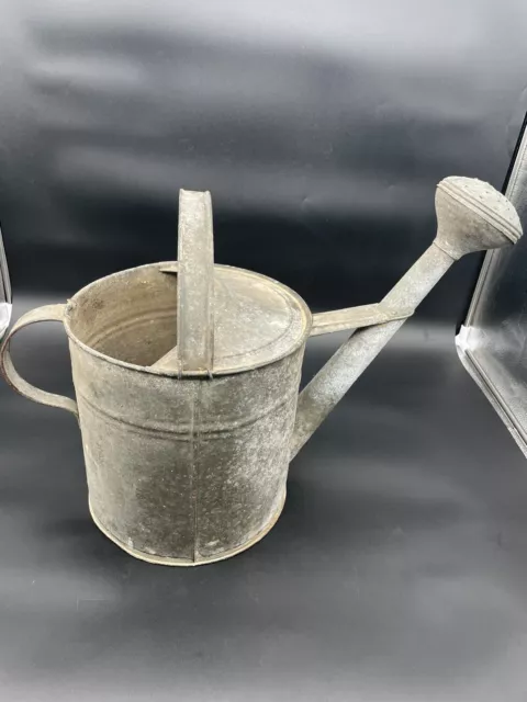 Antique VTG 40’s Galvanized Metal Watering Can w/ Shower Nozzle