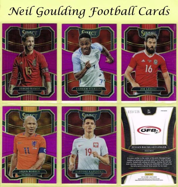 Panini SELECT SOCCER 2017-18 ☆ FUCHSIA PARALLEL #/125 ☆ 'Terrace' Football Cards