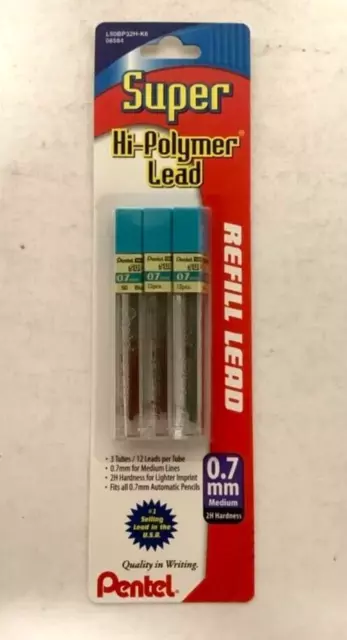 NEW Pentel 3pk Super HiPolymer 0.7mm Mechanical Pencil Lead Refills L50BP32H-K6