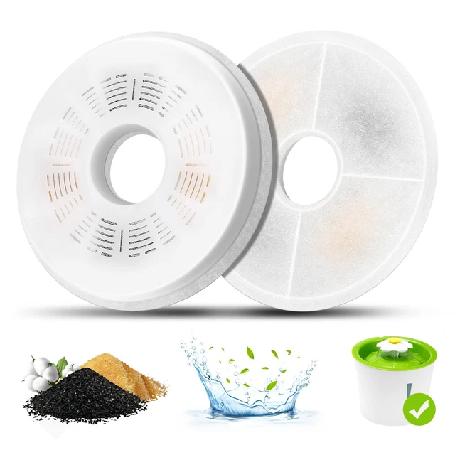 Lot De 2 Filtres Triple Action Pour Fontaine à Eau ZEUS 6L - Élimine Bactéries Et Chlore