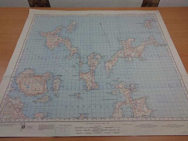 WW2 map "ORKNEY ISLANDS (NORTH)" with SECRET BASE INK STAMP (V1 & V2 ROCKETS)