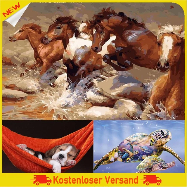 Hand Painted Painting By Numbers Kit DIY Animal Artwork Picture Craft Wall Decor