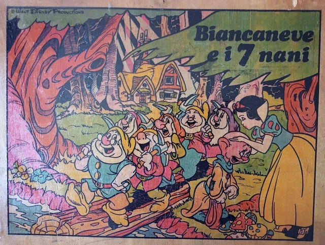 Walt Disney su legno anni 40/50 mis 35.5 x 48 cm tecnica su legno con Copyright