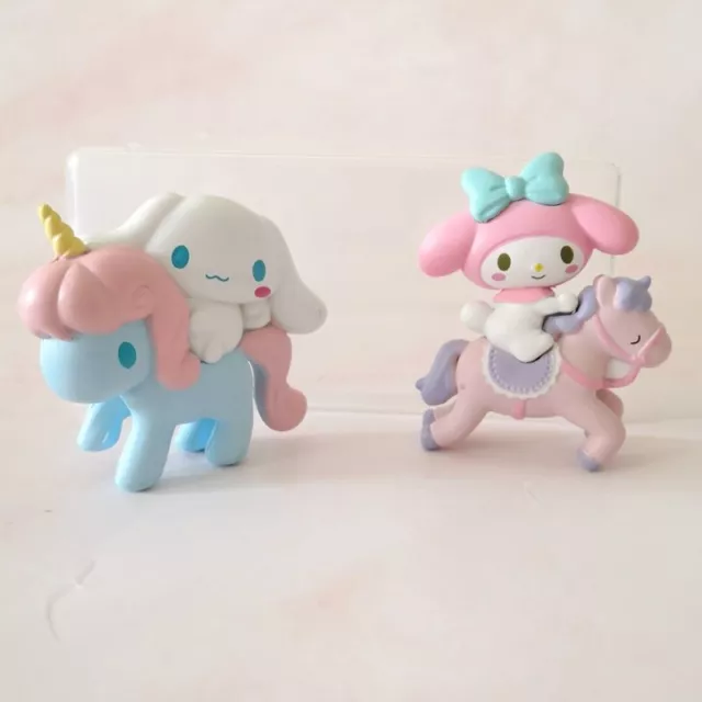 2pcs My Melody Cinnamoroll Cute Horse Toys Figures PVC Doll Toy Set Cake Toppers