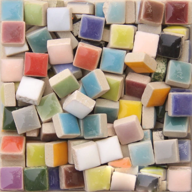 Mini Square Ceramic Mosaic Tiles For Crafts Pieces DIY Hobbies, 0.39 In Mosaic