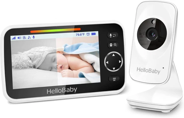 Monitor para bebé, monitor para bebé HelloBaby con cámara y audio, pantalla LCD a color de 5