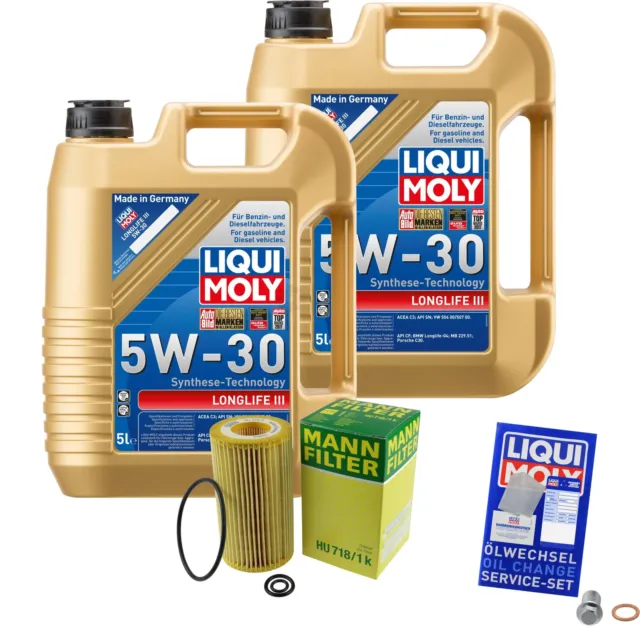 Mann-Filter Filtro de Aceite 10L Liqui Moly Longlife 3 III 5W-30 para Mercedes,