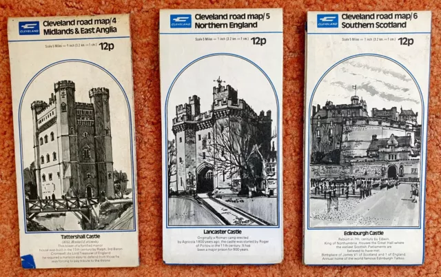 Map collection - 3 x various vintage Cleveland Road Maps Nos 4, 5 & 6