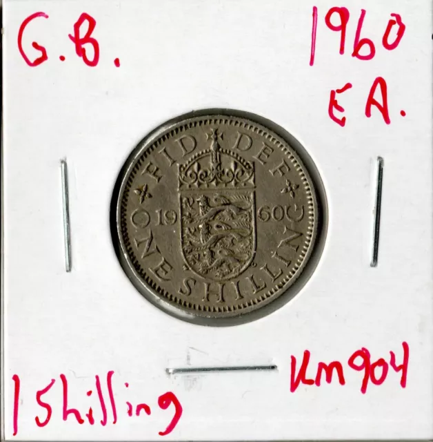 Coin Great Britain 1 Shilling 1960 KM904, English Arms