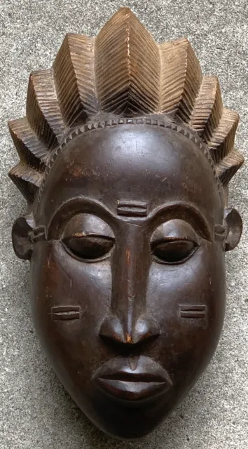 RARE African Baule Mbolo Portrait Mask Hand Carved Unknown Age LE MASQUE BAOULÉ