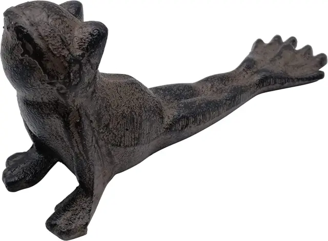 3.5" Cast Iron Yoga Frog Door Stopper, Brown, Antique & Vintage Collection