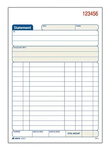 Adams Statement Book, 2-Part Carbonless, White/Canary, 5-9/16 x 8-7/16 Inches,