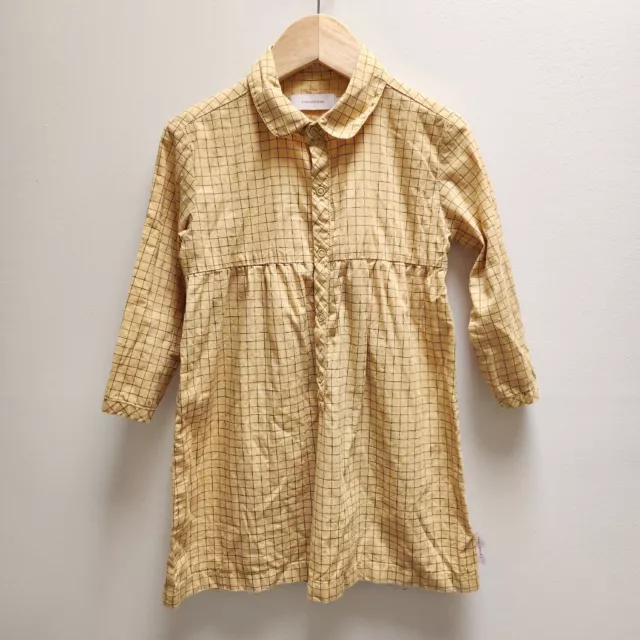 TINYCOTTONS Tiny Cottons Grid Dress Yellow Sand Collar Shirt SIZE 4Y