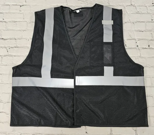 ML Kishigo Reflective Black Gray Safety Vest Front Pocket SIZE L XL