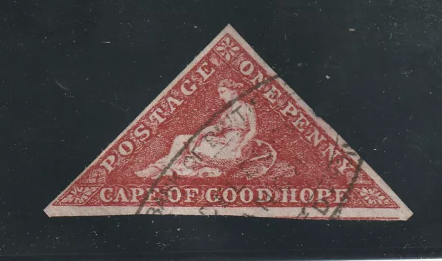CAPE OF GOOD HOPE 1853 triangle ONE PENNY brown carmine, full to large margins