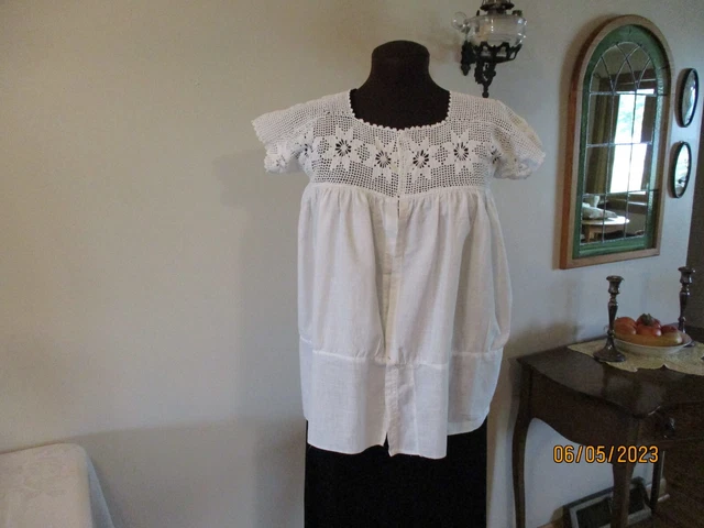Hand made vintage cotton camisole with crocheted yoke