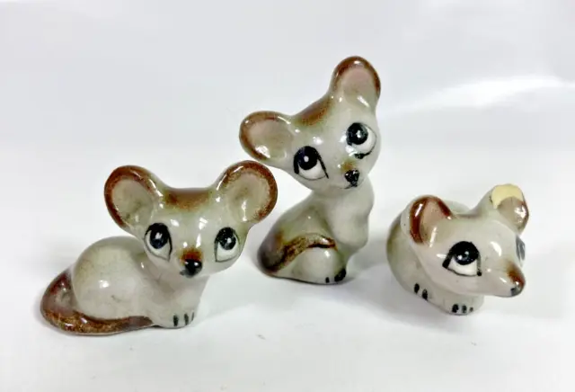 Hagen Renaker Mice Mouse Miniature Ceramic Tan Gray Brown Figurines AS IS