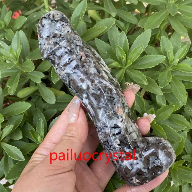 1X Natural Yooperite Flame's Stone male penis Quartz Crystal Skull Massager 5.7"