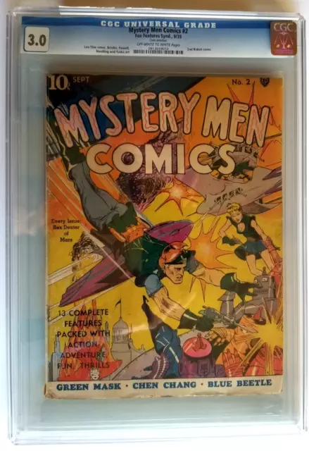 Mystery Men Comics #2 Cgc Gvg 3.0 (Fox 1939) 2Nd Robot Cover In Comics Lou Fine