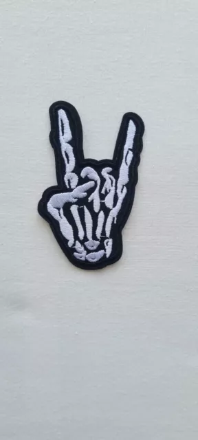 SKELETON HAND Rock Punk Band Rock Novelty Craft Cool Iron On Patch Sew On Badge