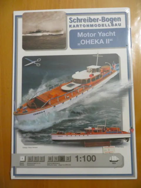 Modellbaubogen, Oheka, Motor Yacht, Schreiber Bogen, Aue Verlag,Kartonmodell,OVP