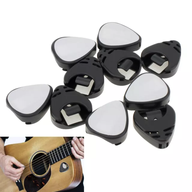 10pcs Black Plastic Stick on Guitar Pick Holder for Acoustic Guitar/Bass/Ukulele