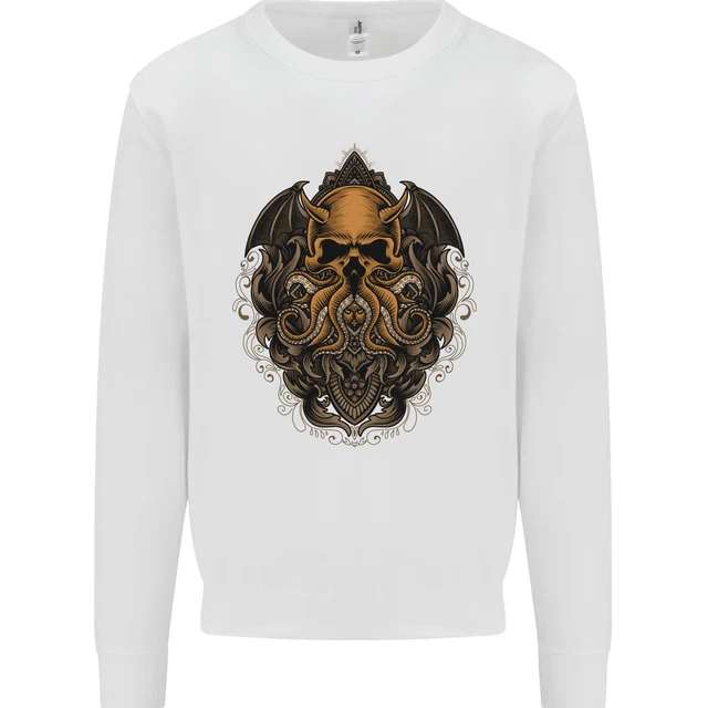 Felpa da uomo Cthulhu Octopus Kraken Devil Skull Demon 4