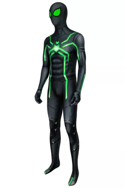 Spider-Man PS4 Stealth Suit Printed Jumpsuit Costume Cosplay Halloween 2