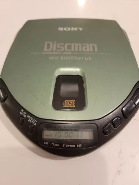 Sony Discman Portable CD Player D-171 - Mega Bass - Tested & Working - GREEN