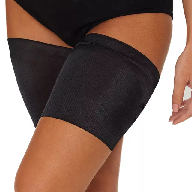 Anti Chafing Black Non Slip Elastic Thigh Bands Inner Leg Comfort Running Sports