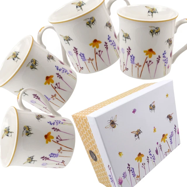 Pichet En Céramique Collection Leonardo – Motif Abeilles Et Fleurs Aquarelle Par Jennifer Rose – Idéal Cuisine Et Table