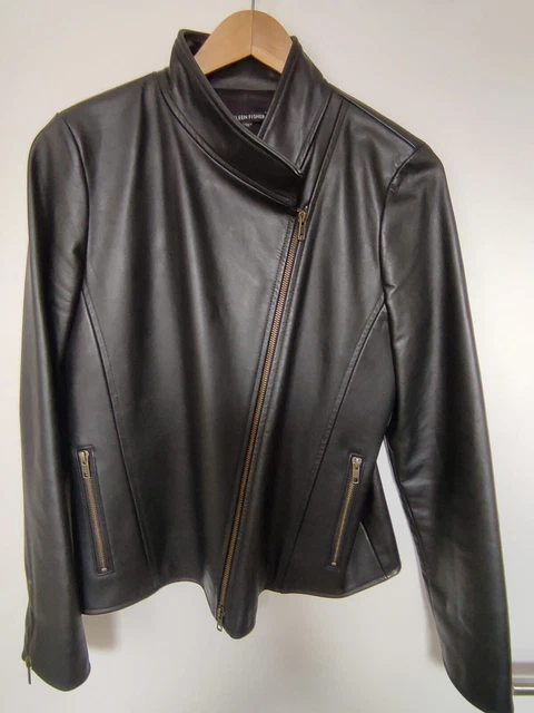 Eileen Fisher, Damen Lederjacke, Schwarz, Topzustand, Größe 38