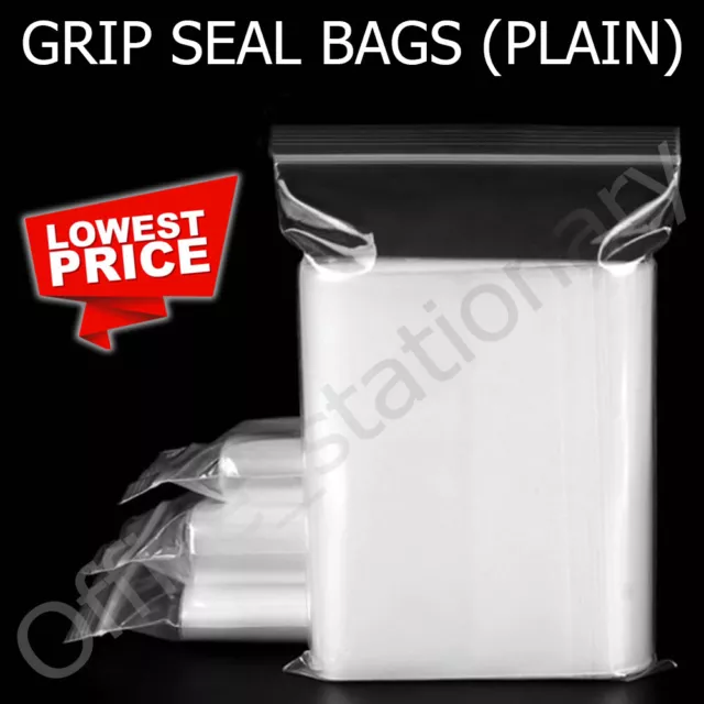 GRIP SEAL BAGS Self Resealable Clear Polythene Poly Plastic Zip Lock All Sizes