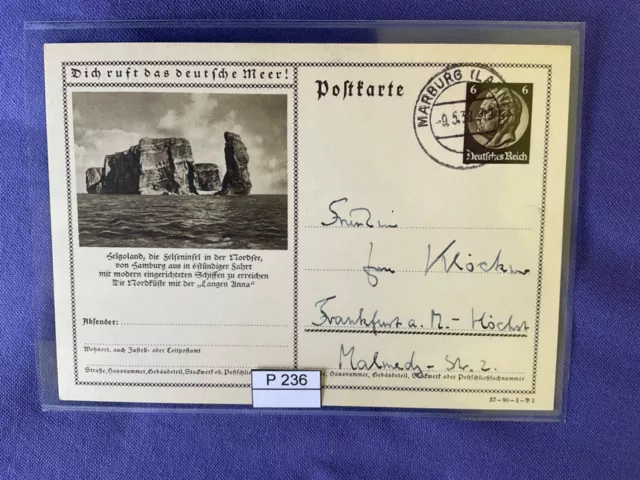 DR 1933-45, Ganzsache, P236, DV: 37-90-1-B1, Helgoland