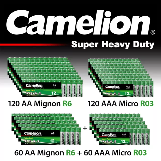 120 Stück Batterien AA - AAA Camelion 1,5V Super Heavy Duty Long Life Sets