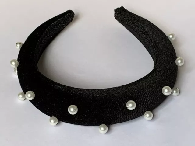 black velvet beaded headband fascinator headpiece hairband Wedding Ascot races