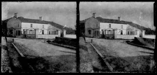 Plaque verre photo noir et blanc négatif 6x13 cm vue stéréoscopique collection