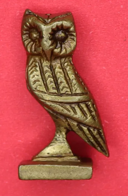 Owl Shape Victorian Repro Brass Paperweight Incense Stick Holder Figure BA2023