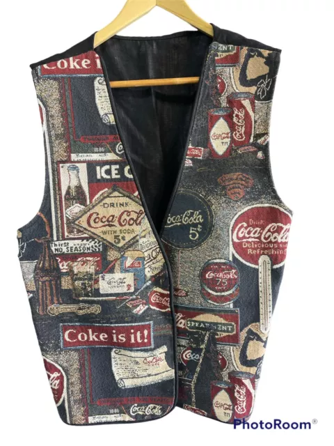 Vintage 1980's Coca-Cola Unisex Adult Vest Sz L Western Coca-Cola Coke Vest