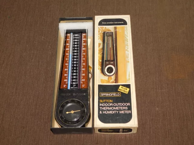Vintage 10 1/2" Springfield Indoor Outdoor Thermometer #5302 New Old Stock