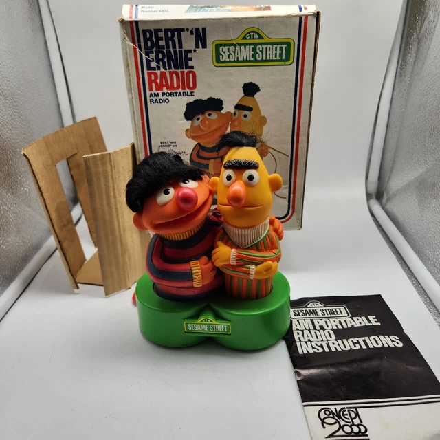 VINTAGE SESAME STREET Bert and Ernie Sled Toboggan Christmas Ornament 