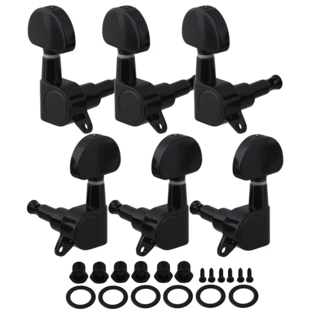 6Pcs 3R3L Black Guitar Tuning Pegs Tuners Machine Heads Replacement Part