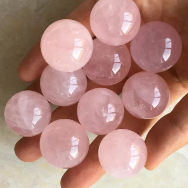 Natural pink rose Quartz Sphere Quartz Crystal Ball Reiki Healing 5PC