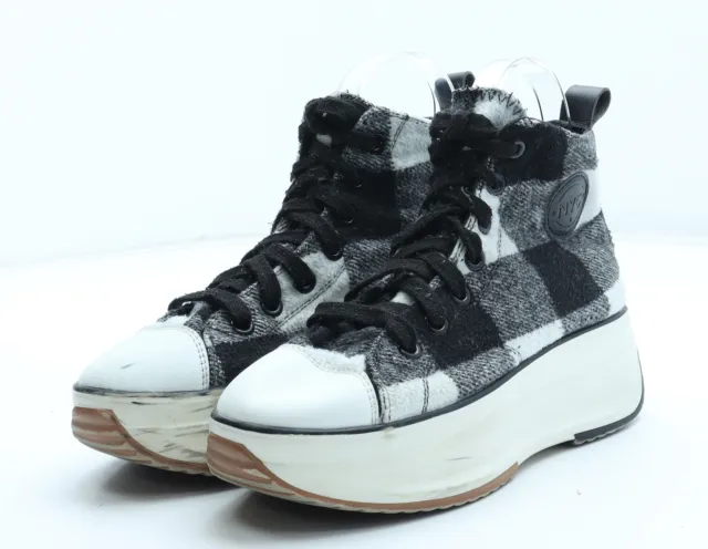 NYC Womens Black Check Polyester Trainer UK EU