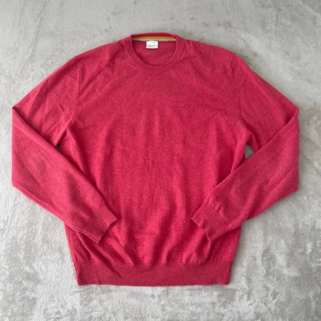 Paul Smith Sweater Men Large Pink 100% Cashmere Crewneck Long Sleeve NWOT $695