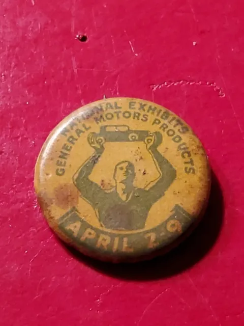 antique vintage 1929 General motors national exhibits  pinback pin button