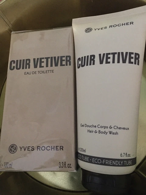 YVES ROCHER CUIR VETIVER EAU De Toilette + Gel Douche Corps & Cheveux ...