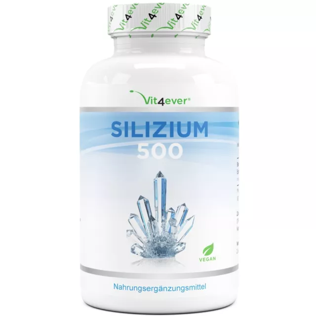 Silizium - 240 Kapseln (v) Bambussprossen-Extrakt 500 mg reines Silizum (Tag)