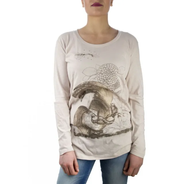 Marella Remore Maglia T-Shirt da Donna in Cotone Girocollo Beige   -32%